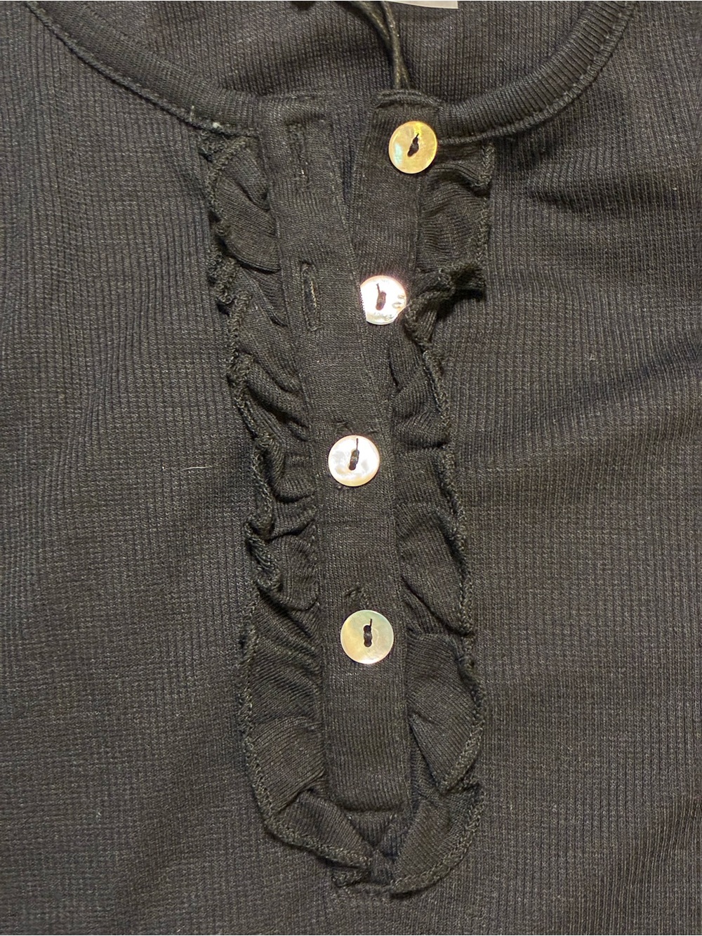 Chaser Ruffle Ribbed Henley Top - Picture 8 of 10